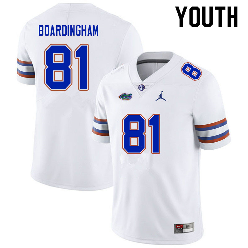 Youth #81 Arlis Boardingham Florida Gators College Football Jerseys Sale-White - Click Image to Close